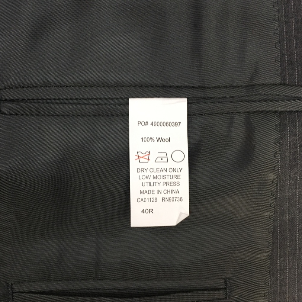 Calvin Klein 40r mens suit 2 piece gray stripes 100% wool 34w new nwt ea0035 - Picture 4 of 8
